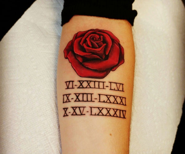 tattoo số la mã hoa hồng đẹp