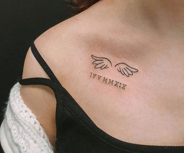 tattoo số la mã và thiên thần đẹp