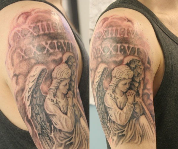 tattoo số la mã và thiên thần dộc đáo
