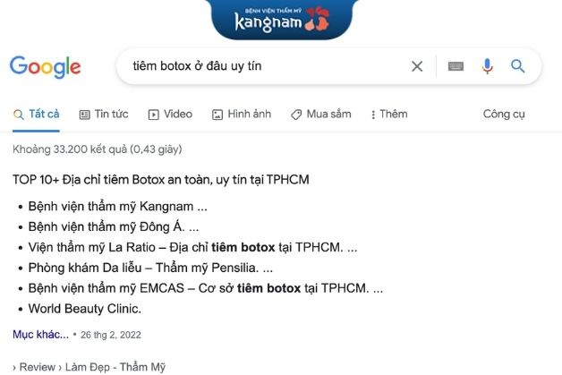 Tiêm botox ở đâu Hà Nội, TP. HCM?