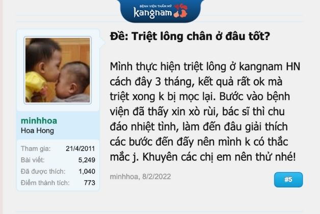 Review triệt lông Kangnam trên web lamchame