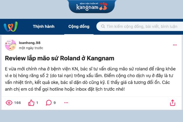 Review chỉnh nha Kangnam trên webtretho