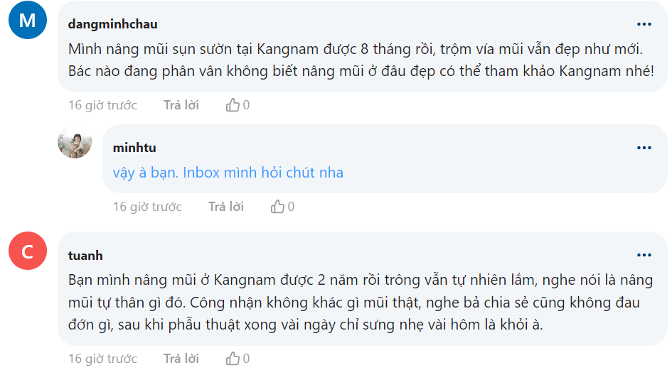 Cảm nhận của khách hàng sau khi nâng mũi sụn sườn tại Kangnam