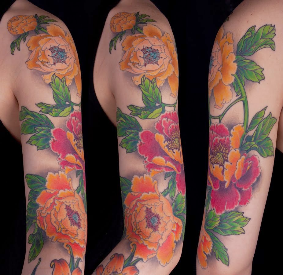 Tác phẩm hình xăm hoa mẫu Đơn - Đỗ Nhân Tattoo