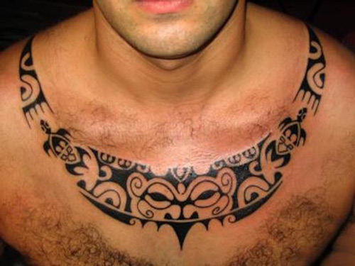 Hình xăm maori full cổ