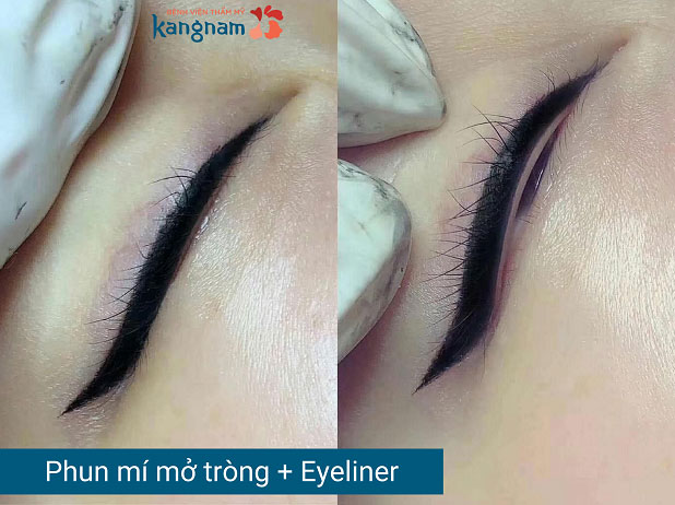 Phun mí kết hợp Eyeliner giúp đôi mắt có thêm chiều sâu