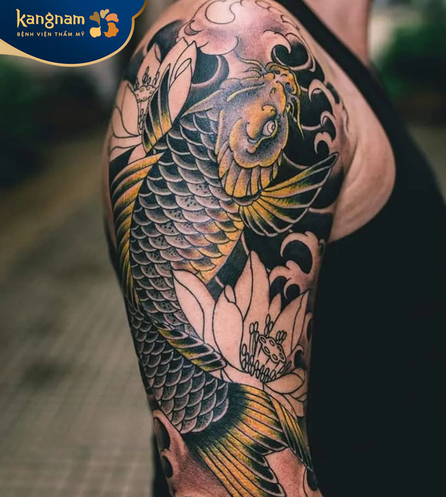 Mẫu cá chép hóa rồng có lẽ không còn xa lạ gì trong giới nghệ thuật tattoo