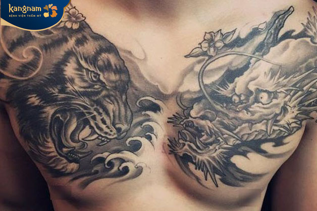 Tattoo hổ và rồng đối đầu