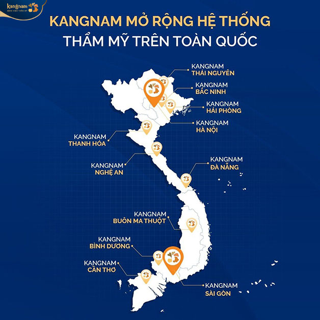 Hệ thống Viện thẩm mỹ Kangnam đã có 13 chi nhánh trên cả nước 