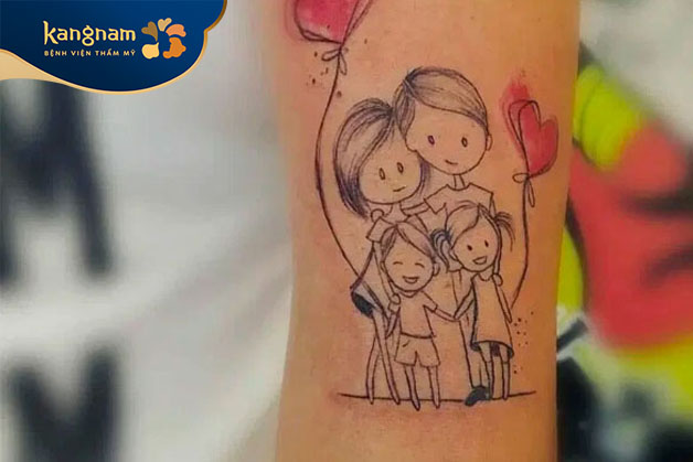 Tattoo gia đình 4 người cực đẹp