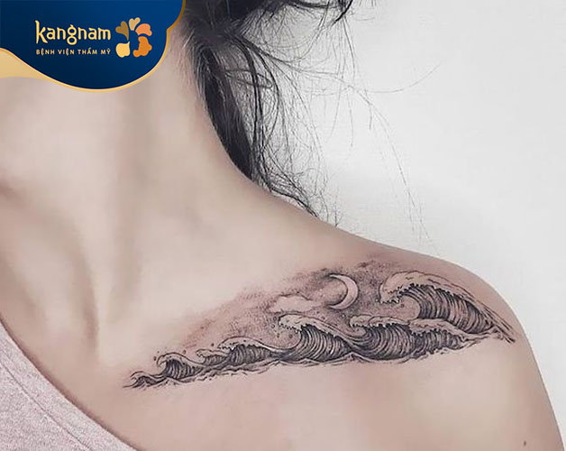 Tattoo sóng nước ngầu dành cho nữ