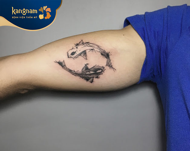 Tattoo cá chép mặt quỷ mini