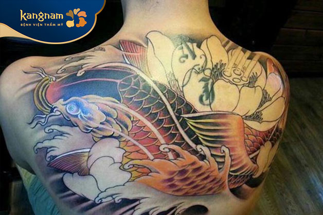 Tattoo cá chép vượt Vũ Môn hóa rồng