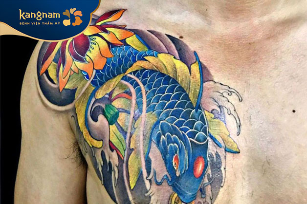 Tattoo cá chép vượt Vũ Môn hóa rồng siêu đẹp