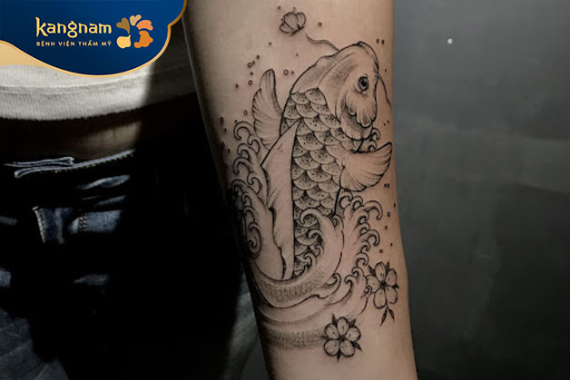 Tattoo cá chép vượt Vũ Môn mini đẹp