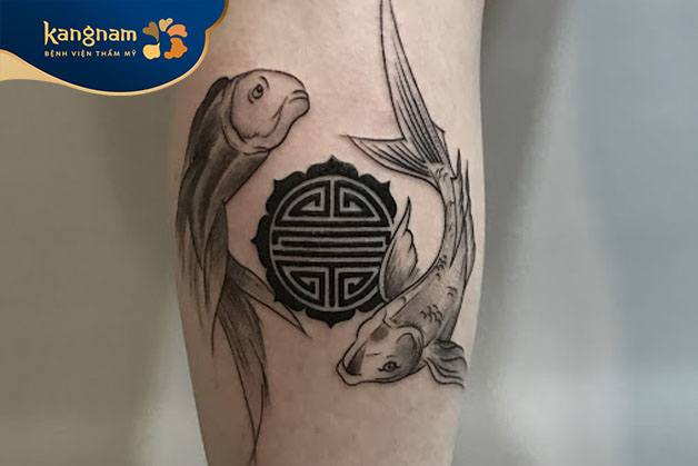 Tattoo cá chép vượt Vũ Môn mini