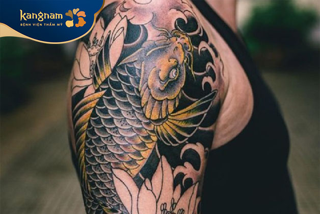Tattoo cá chép vượt Vũ Môn ở tay đẹp