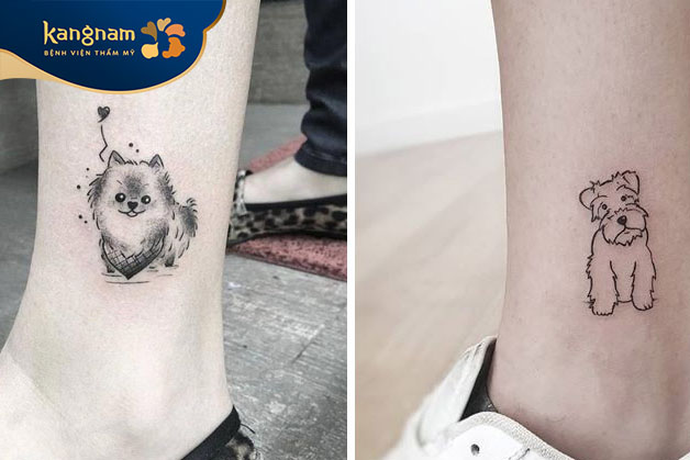 Tattoo chó con đáng yêu ở chân