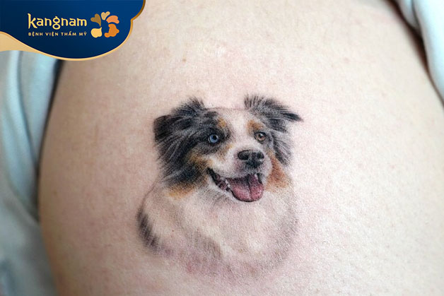 Tattoo chó đang cười đẹp