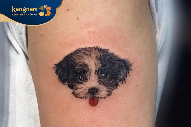 Tattoo chó đang cười đáng yêu