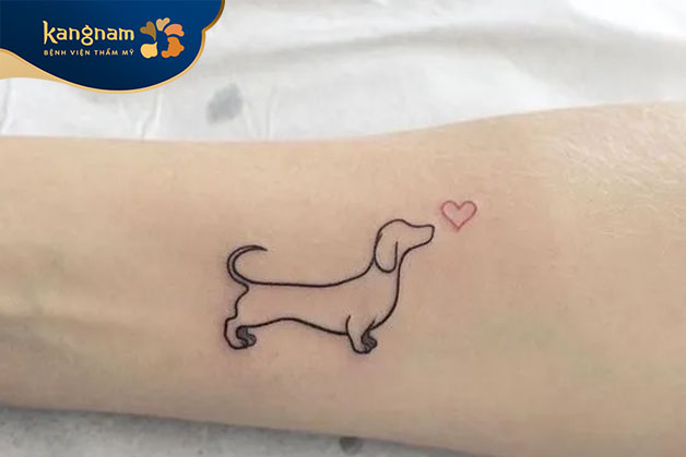 Tattoo con chó đơn giản mini