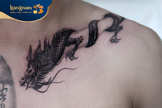 Tattoo rồng cực chất ở xương quai xanh