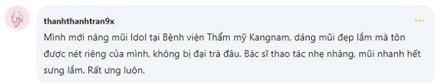 Bạn ThanhThanhTran có feedback trên diên đàn làm đẹp
