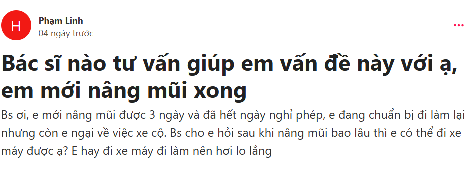 Phạm Linh mới thực hiện nâng mũi và thắc mắc bao lâu có thể đi xe máy