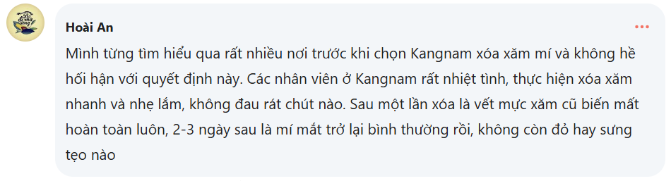 Hoài An tin tưởng lựa chọn Kangam xóa xăm mí mắt