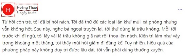 Chị Hoàng Thảo chia sẻ về cách trị hôi nách 