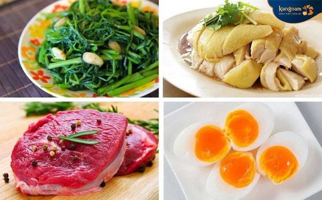 Kiêng ăn thực phẩm dễ gây kích ứng, mưng mủ vết thương như rau muống, thịt gà, thịt bò