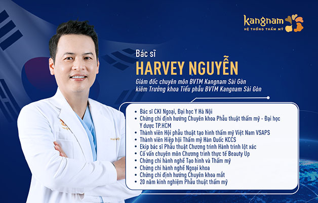 Bác sĩ Harvey Nguyễn hiện đang giữ chức vụ Giám đốc chuyên môn Bệnh viện Thẩm mỹ Kangnam Sài Gòn