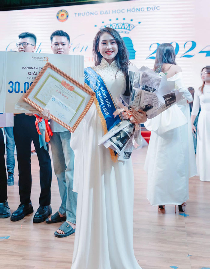 Thí sinh Lâu Thị Thu được Kangnam Thanh Hóa dành tặng giải thưởng 30.000.00 VNĐ 