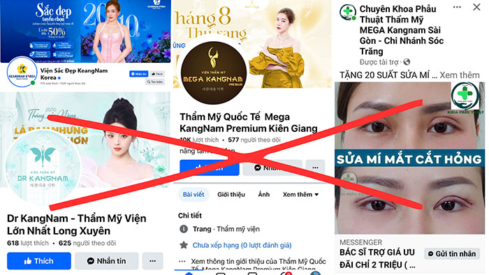 Một số fanpage giả mạo Kangnam Cần Thơ