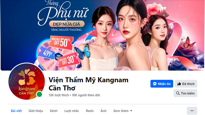 Fanpage chính thức của Viện Thẩm mỹ Kangnam Cần Thơ