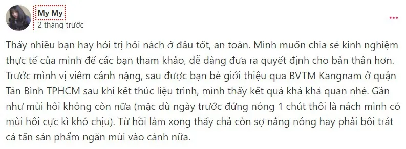 trị hôi nách ở thẩm mỹ viện kangnam