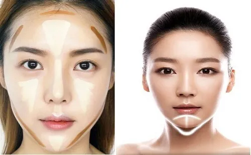 Có thể dùng phấn tạo khối và miếng dán mặt V line để khắc phục cằm ngắn hay cằm tròn