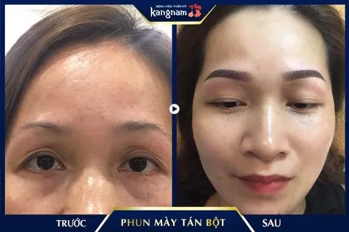 phun tán bột lông mày không lên màu 