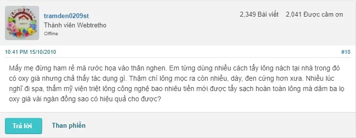 Đánh giá khách quan từ người trải nghiệm sau khi áp dụng phương pháp triệt lông nách bằng oxy già tại nhà tẩy lông nách bằng oxy già có tốt không
