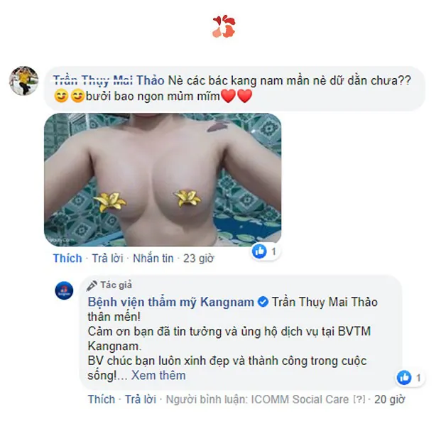 Vòng 1 của khách hàng sau khi nâng ngực tại Kangnam