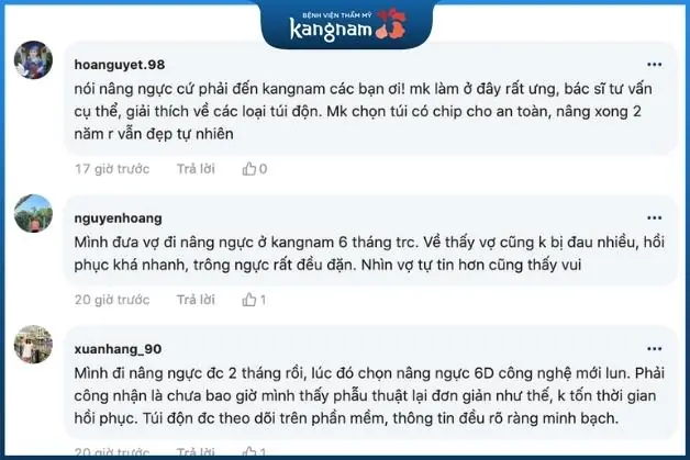 Khách hàng chia sẻ về nâng ngực tại Kangnam