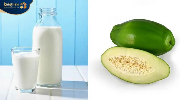 Sữa chua không đường kết hợp đu đủ xanh