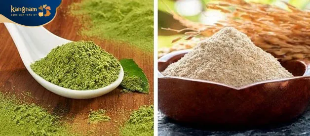 Trà xanh chứa chất oxy hóa, còn bột gạo lại giàu vitamin B, E